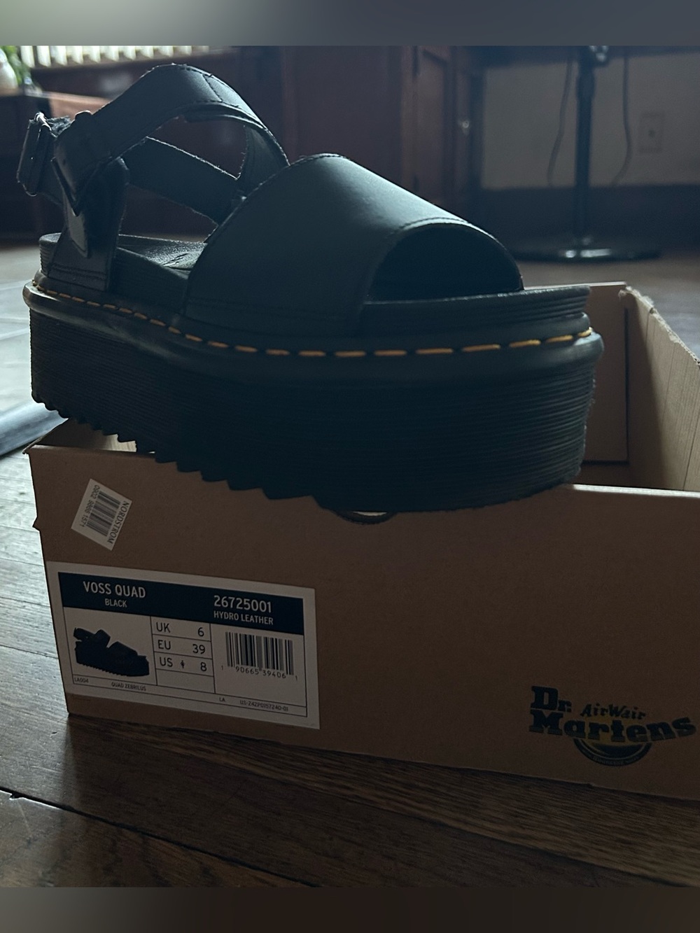 Dr. Martens Women’s Voss Squad Platform Black Leather Sandals with Buckle Straps - Picture 4 of 15